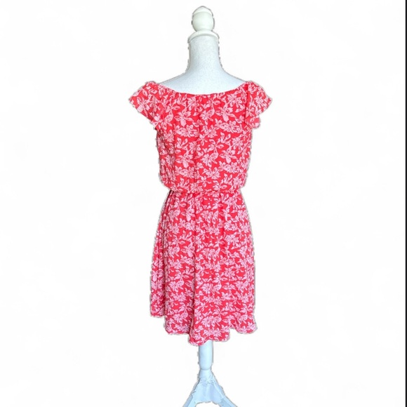 Kaileigh Rebecca Floral Dress with Flutter Sleeves Coral Size XSP - Picture 3 of 4